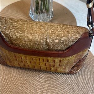 Brahmin Vintage Textured Brown and Tan Handbag